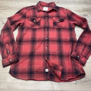 Iron and Resin Flannel Shirt Mens XXL Cotton Red Black Plaid Freedom Riders